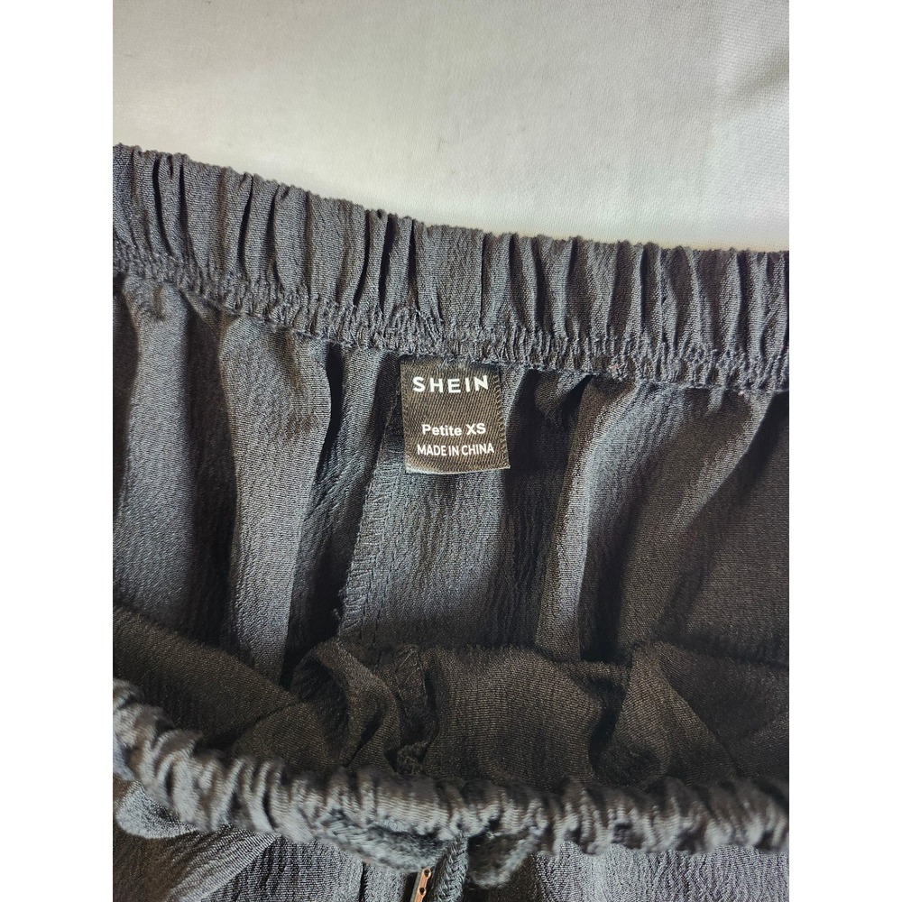 SHEIN Petite XS Wide Leg Textured Crepe Lounge Pants Charcoal Grey Junior Size - Picture 3 of 7
